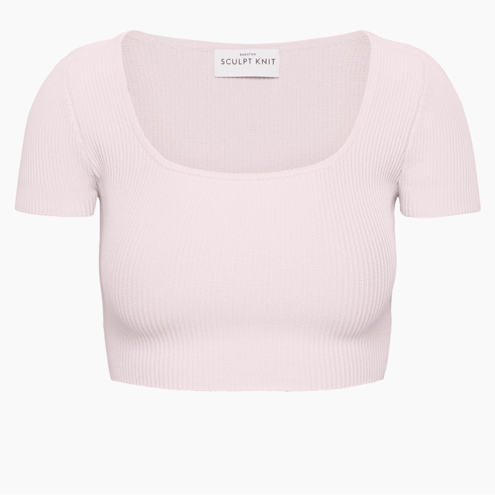 Aritzia Babaton Baby Pink Sculpt Knit Squareneck Top
